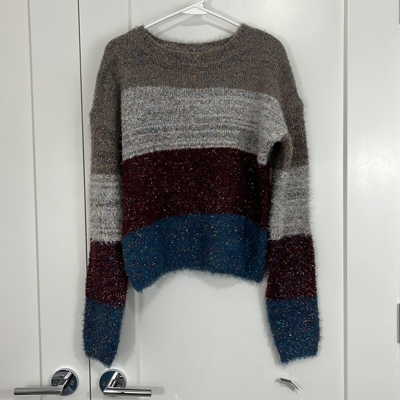 NWT Art Class XXL Striped Colorblock Metallic Sparkle Sweater - Picture 3 of 9